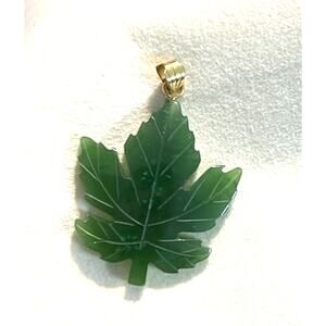 Jade Canadian Maple Leaf.  Vintage etched veins on leaf.